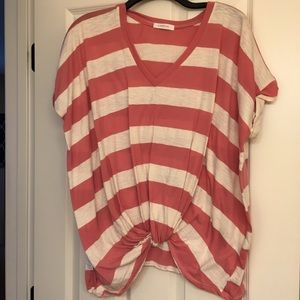 Pink and White Striped Top